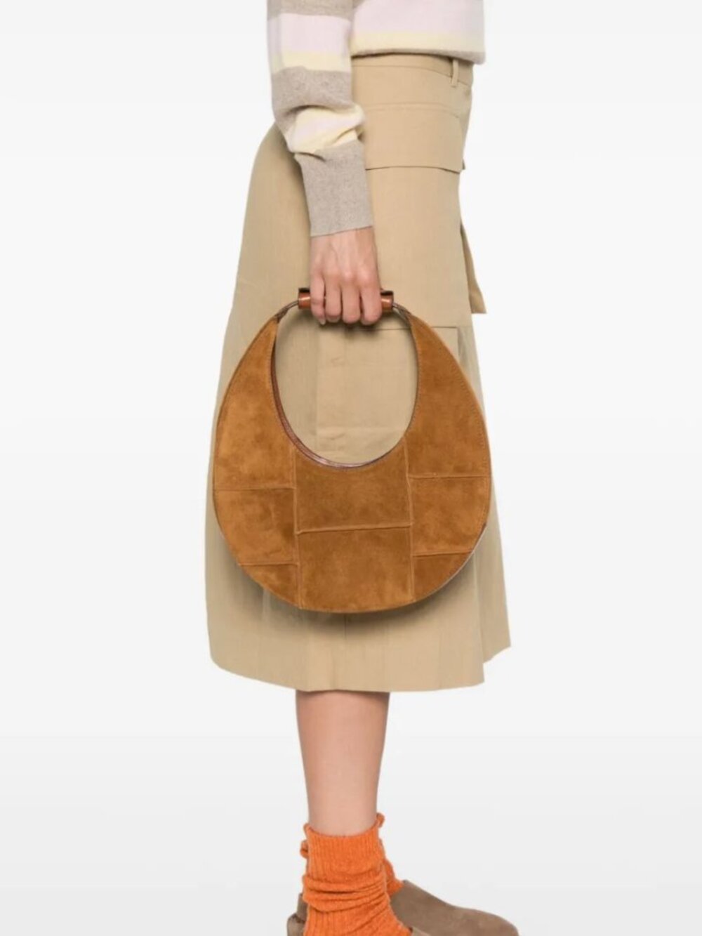Brand New STAUD Moon Tote Bag – Brown Suede - Picture 3 of 6